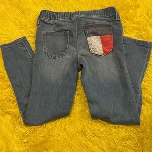 Blue Jeans with Flag Pocket Detail
